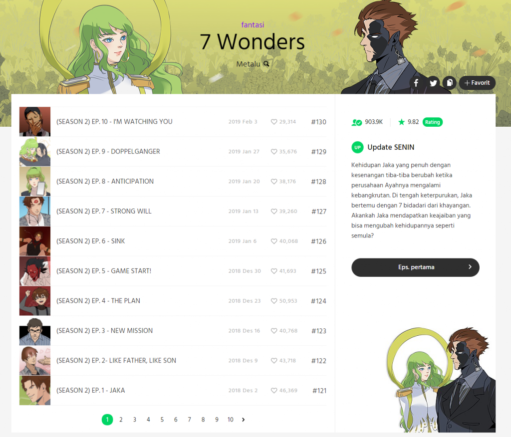 Line Webtoon - Fantasi, Legenda dan Cinta di 7 Wonders